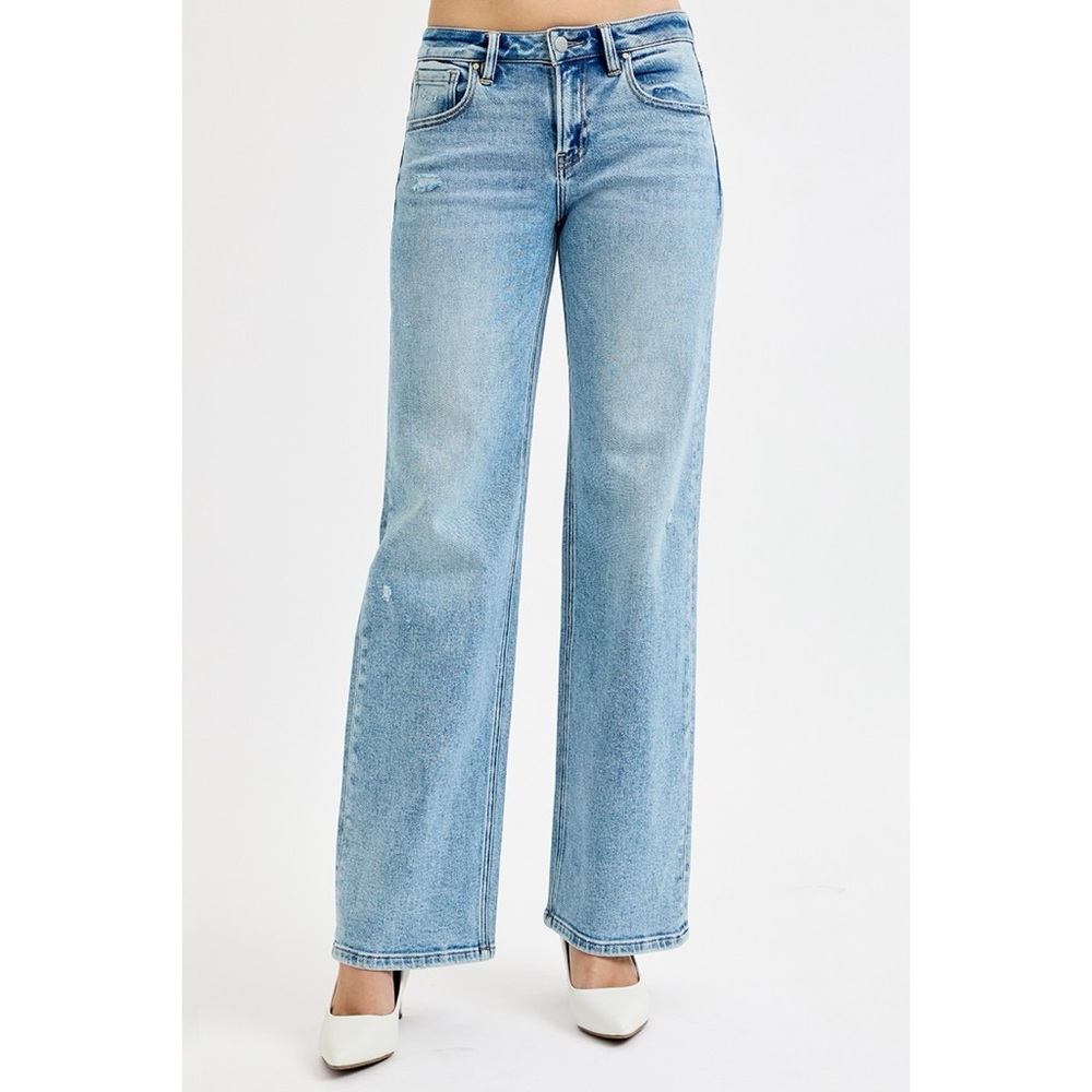 RISEN Full Size Low Rise Ankle Boyfriend Distressed Jeans Plus Size